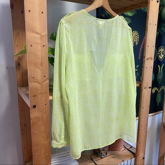 Banana Republic neon yellow animal print sheer button down shirt - Picture 8 of 14